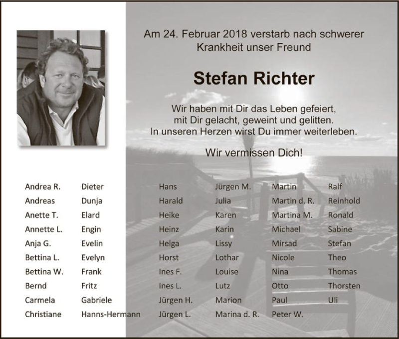  Traueranzeige für Stefan Richter vom 03.03.2018 aus HNA