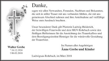 Traueranzeige von Walter Grebe von etm