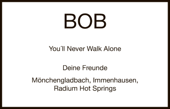 Traueranzeige von Bob  von HNA