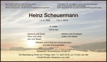 Traueranzeige von Heinz Scheuermann von HNA