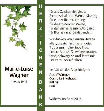 Traueranzeige von ImNamen der Angehörigen von HNA