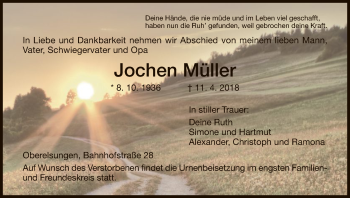 Traueranzeige von Jochen Müller von HNA