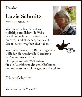 Traueranzeige von Luzie Schmitz von HNA