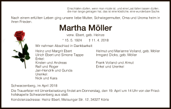 Traueranzeigen von Martha Möller | Trauer.HNA.de