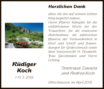 Traueranzeige von Rüdiger Koch von HNA