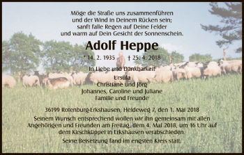 Traueranzeige von Adolf Heppe von HNA