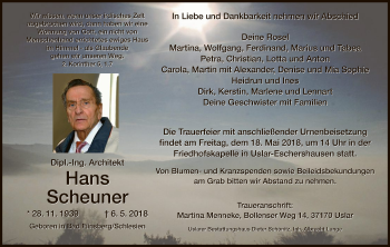 Traueranzeige von Hans Scheuner von HNA