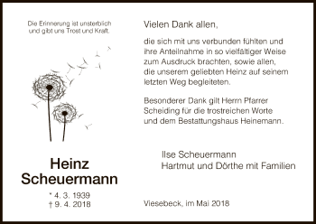 Traueranzeige von Heinz Scheuermann von HNA