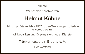 Traueranzeige von Helmut Kühne von HNA