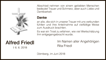Traueranzeige von Alfred Friedl von HNA