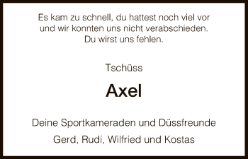 Traueranzeige von Axel  von HNA