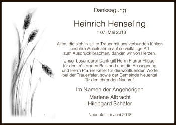 Traueranzeige von Heinrich Henseling von HNA