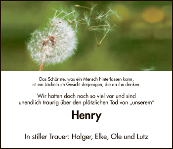 Traueranzeige von Henry  von HNA