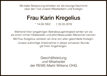 Traueranzeige von Karin Kregelius von HNA