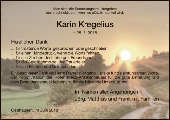 Traueranzeige von Karin Kregelius von HNA