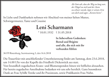 Traueranzeige von Leni Scharmann von etm