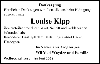 Traueranzeige von Louise Kipp von HNA