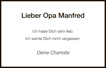 Traueranzeige von Manfred  von HNA