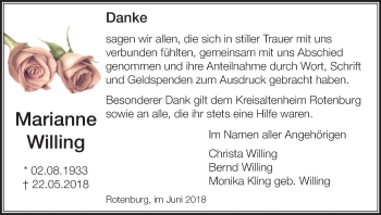 Traueranzeige von Marianne Willing von etm