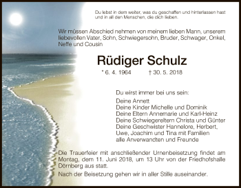 Traueranzeige von Rüdiger Schulz von HNA