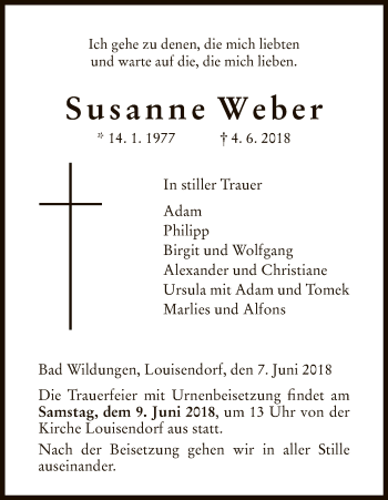 Traueranzeige von Susanne Weber von HNA