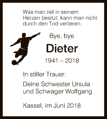 Traueranzeige von Dieter  von HNA