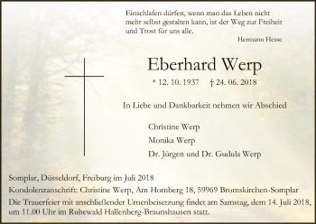 Traueranzeige von Eberhard Werp von HNA