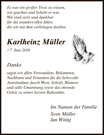 Traueranzeige von Karlheinz Müller von HNA