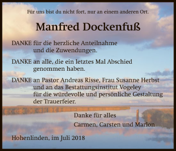 Traueranzeige von Manfred Dockenfuß von HNA
