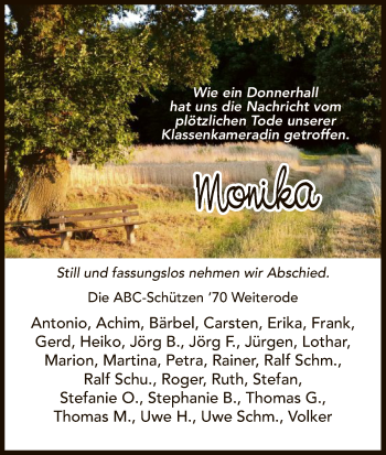 Traueranzeige von Monika  von HNA
