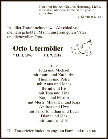 Traueranzeige von Otto Utermöller von HNA