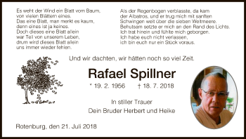 Traueranzeige von Rafael Spillner von HNA