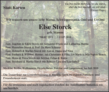 Traueranzeige von Else Storck von etm