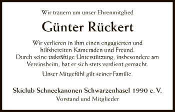Traueranzeige von Günter Rückert von HNA