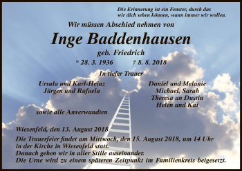 Traueranzeige von Inge Baddenhausen von HNA