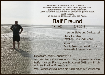 Traueranzeige von Ralf Freund von HNA