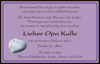 Traueranzeige von Kalle  von HNA