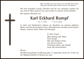 Traueranzeige von Karl Eckhard Rumpf von HNA