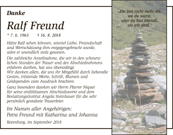 Traueranzeige von Ralf Freund von HNA