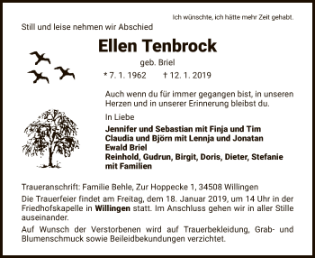 Traueranzeige von Ellen Tenbrock von HNA