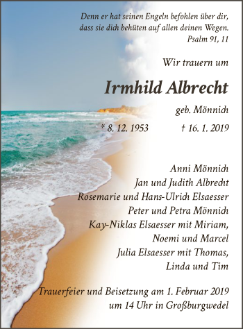 Traueranzeige von Irmhild Albrecht von HNA