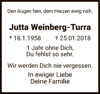 Traueranzeige von Jutta Weinberg-Turra von HNA