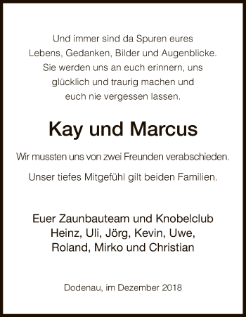 Traueranzeige von Kay und Marcus  von HNA