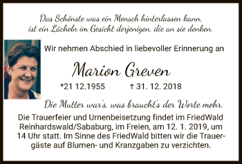 Traueranzeige von Marion Greven von HNA