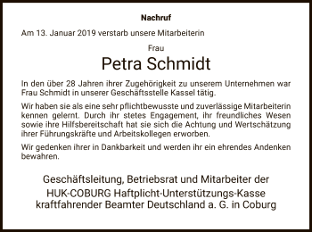 Traueranzeige von Petra Schmidt von HNA