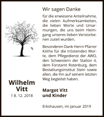 Traueranzeige von Wilhelm Vitt von HNA