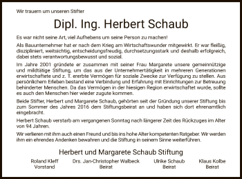 Traueranzeige von Herbert Schaub von HNA