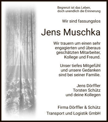 Traueranzeige von Jens Muschka von HNA
