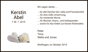 Traueranzeige von Kerstin Abel von HNA
