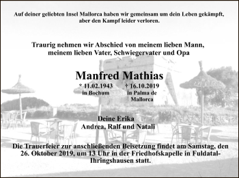 Traueranzeige von Manfred Mathias von HNA